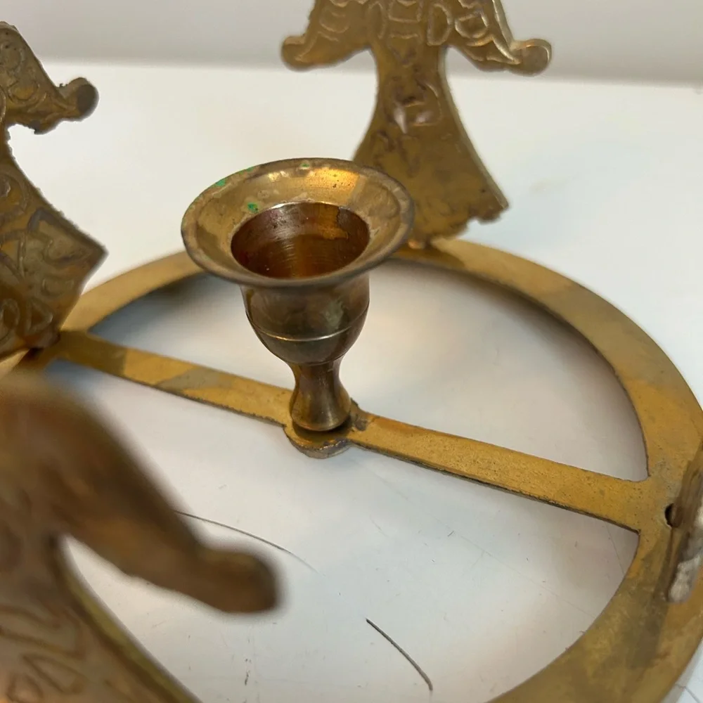 Brass Angel Taper Candle Holder Rings 3.75